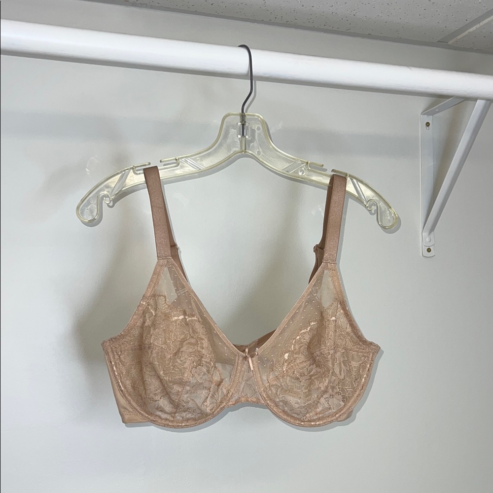 NWT HSIA Tan Lace Underwire Bra No‎ Padding- 38D